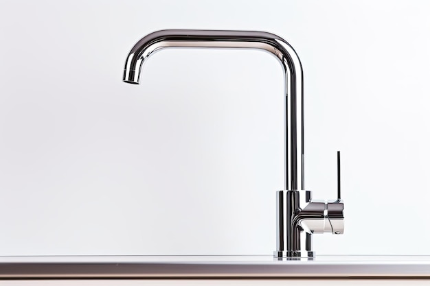 A bathroom fixture with a contemporary design that blends cold and hot water The faucet made of ch