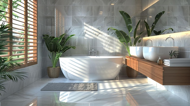 Bathroom fixtures Elements such as faucets mirrors and bathtubs