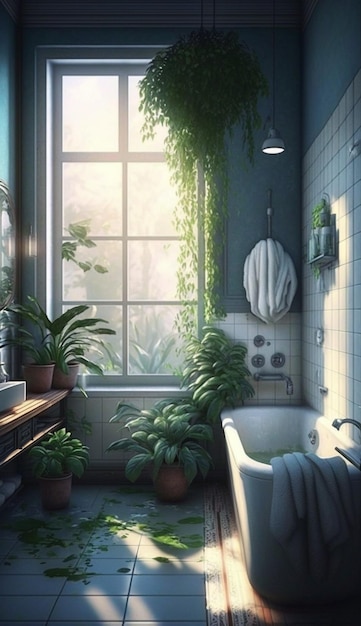 The bathroom of the house is a painting by person.