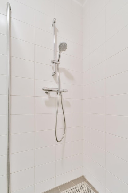 Bathroom interior in light and dark colors