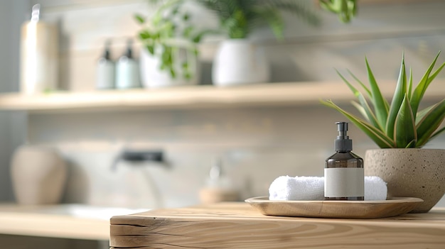 bathroom interior standpodium for displaying cosmetics and product on abstract light background