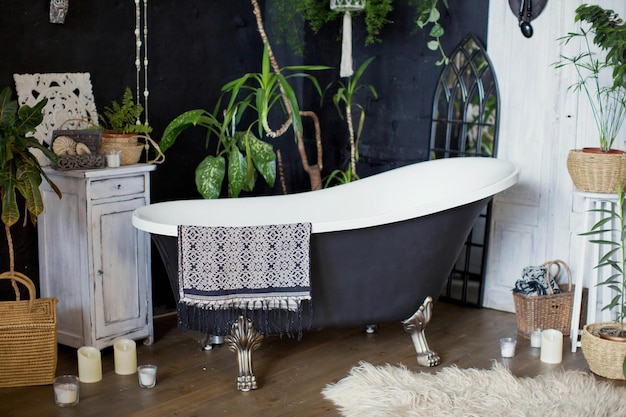 Bathroom interior in tropical style