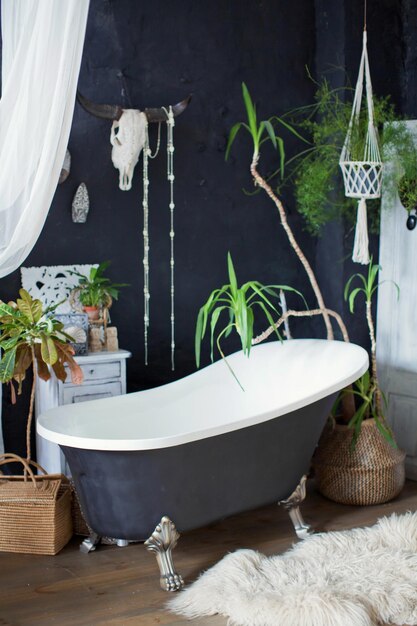 Bathroom interior in tropical style