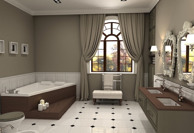 bathroom, interior visualization, 3D illustration