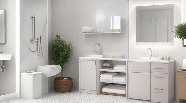 Bathroom interior with furniture