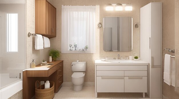 Bathroom interior with furniture