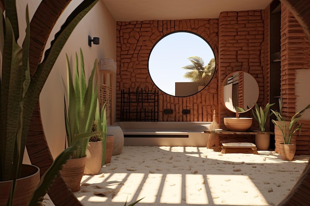 Bathroom interior with picture frame