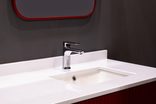 Bathroom interior with sink and faucet