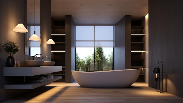 Bathroom and minimalist interior designgenerative AI