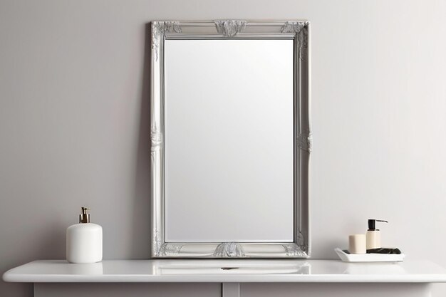 Photo bathroom mirror mockup blank white space design feature