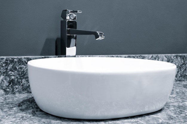 Bathroom retro interior with sink and faucet