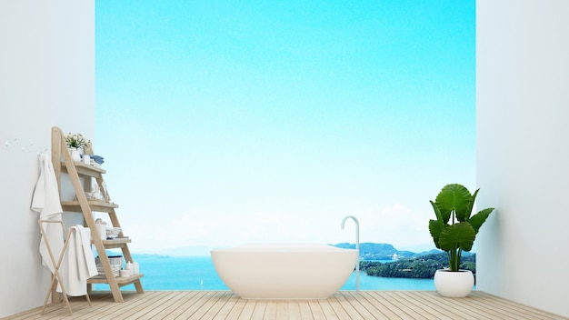 Bathroom spa style and sea view in hotel