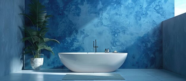 Foto bagno in stile a parete blu trasparente