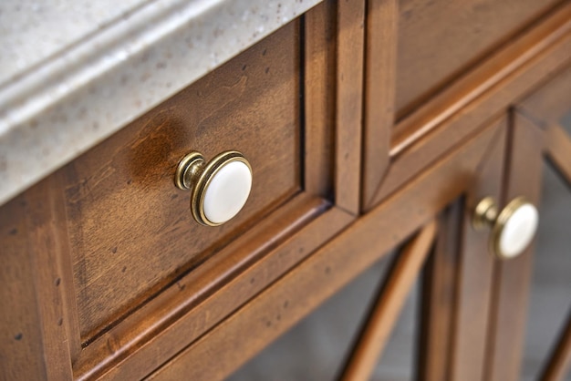 Bathroom vanity cabinet with acrylic countertop in luxury bathroom Country style Details furniture