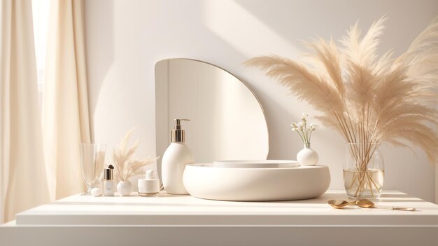 a bathroom vanity with a white sink and a white bowl