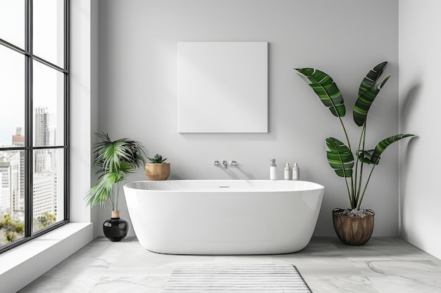 Фото Мокет стены ванной комнаты, созданный с помощью генеративного ии