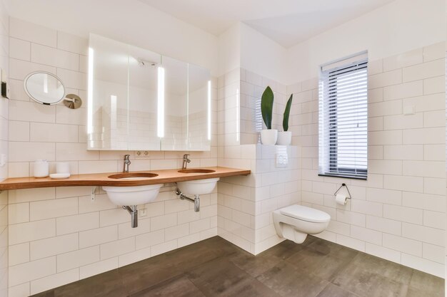 Bathroom with marble walls