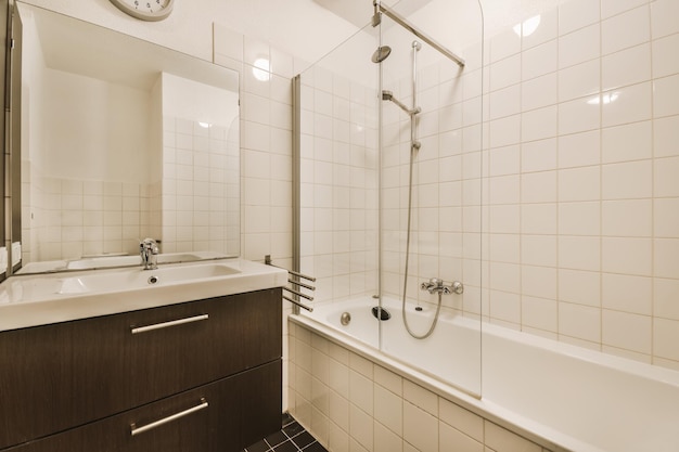 Bathroom with marble walls