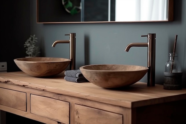 A bathroom with a mirror and a sink with a faucet.