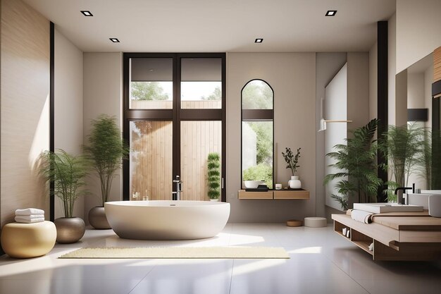 Bathroom with shower and washbasin