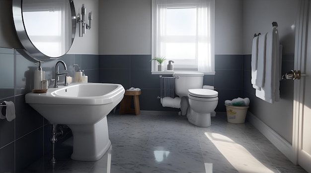 A bathroom with a toilet sink and bathtub