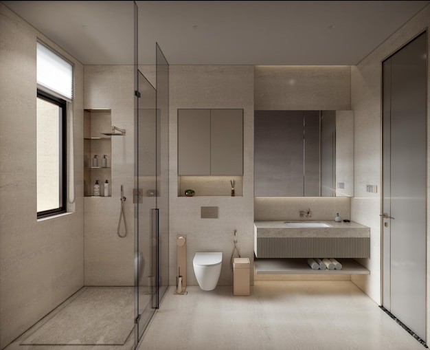 A bathroom with a toilet, sink, and shower.