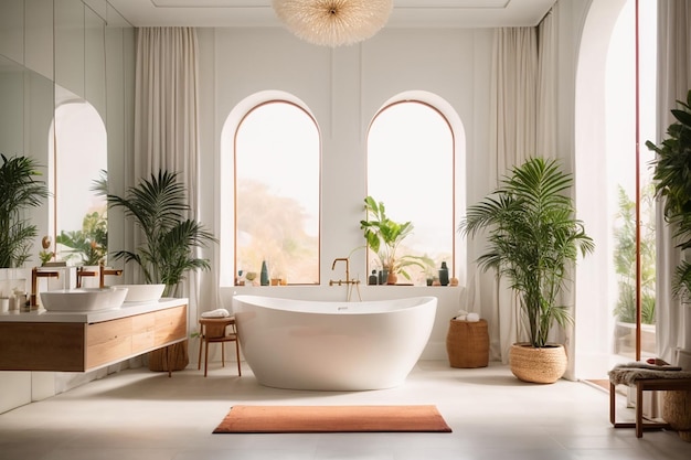 Bathroom with white walls and two sinks