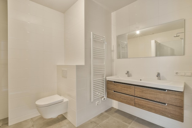 Bathroom with white white walls