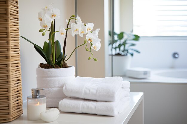 In the bathroom you will find towels in a pristine white color along with toothbrushes made from org