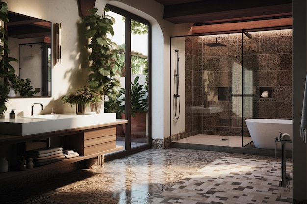 Bathrooms with designer tiles