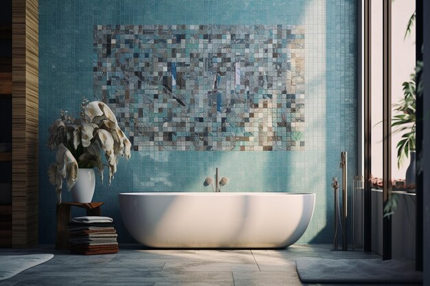 Bathrooms with mosaic tiles