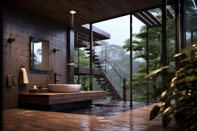 Ванные комнаты с тропическим душем