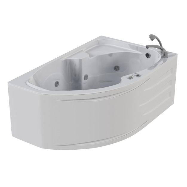 bathtub isolated on a white background 3D illustration and a CG render