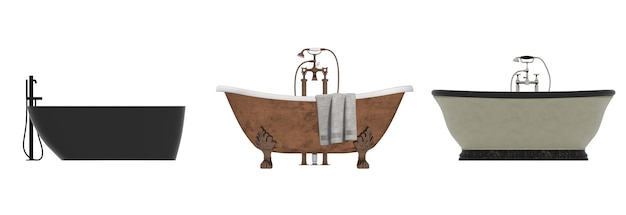 Photo bathtub isolated on a white background 3d illustration and a cg render