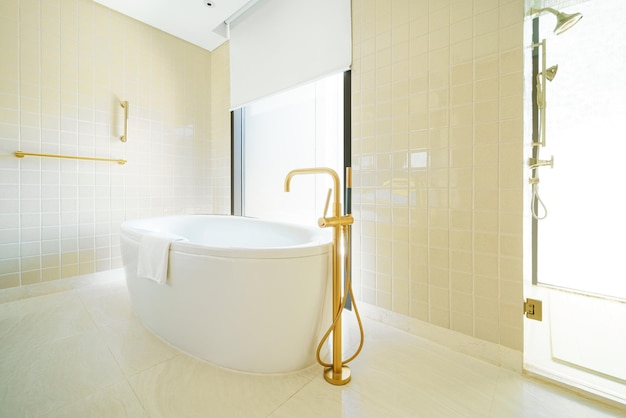 Bathtub in luxury bathroom ceramic tile design