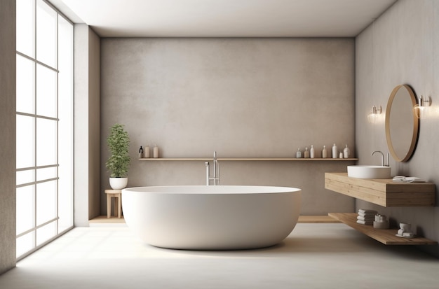 Bathtub in modern style bathroom with Generative AI