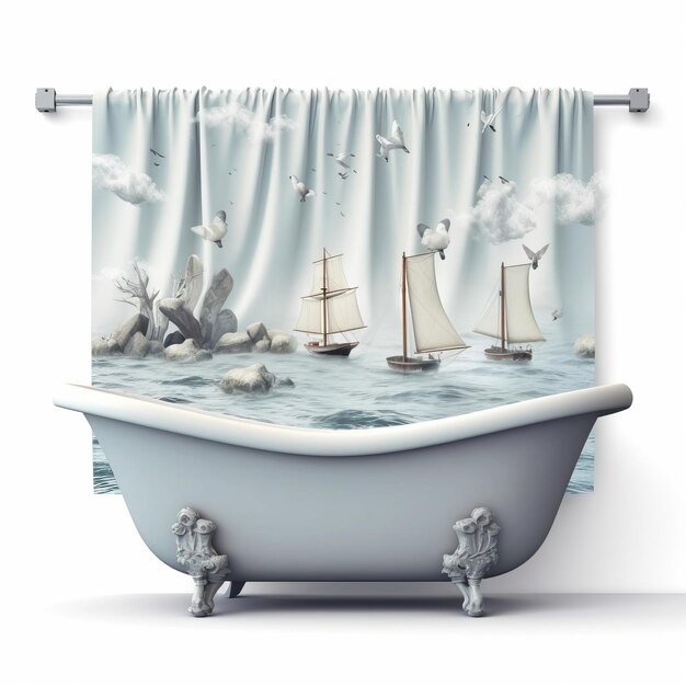 Photo bathtub surrealism art style white background high