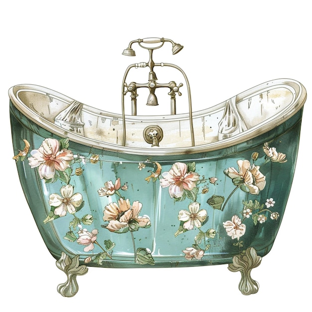 Photo a bathtub with flowers on it generative ai