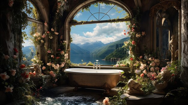 Bathtub with the natural environment