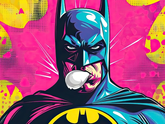 Photo a batman character with a bubble in his mouth