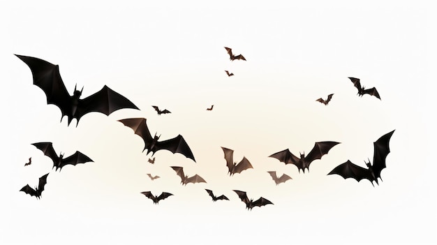 Photo bats flying isolated on white background