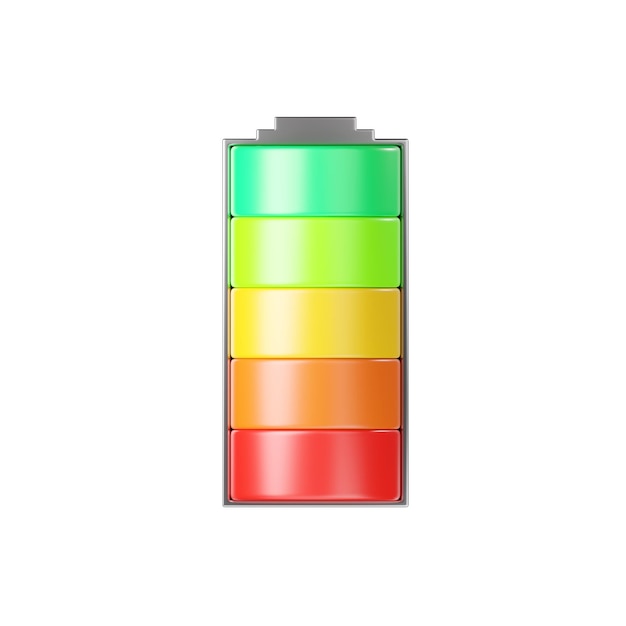 Photo battery 3d icon full level capacity energy storage power charge indicator lithium render illustration