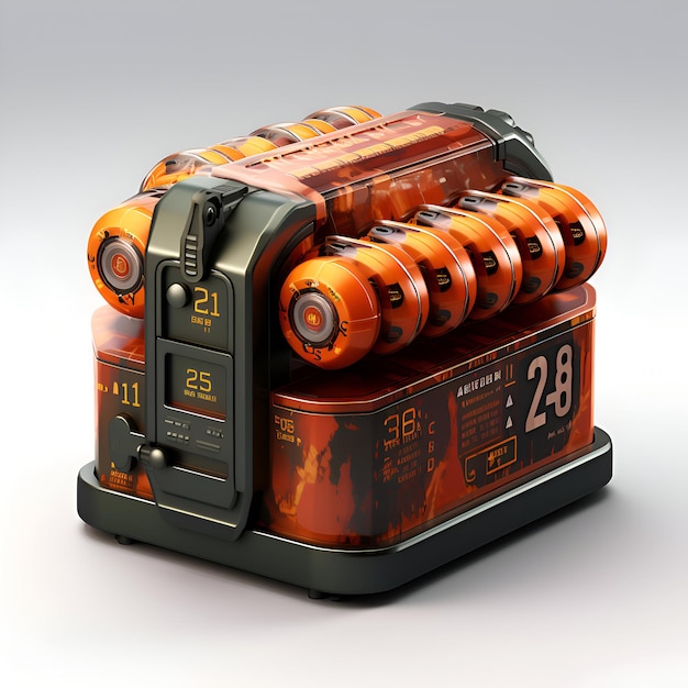 Battery charger on a gray background 3d rendering Computer digital drawing