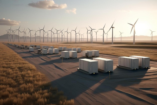 Battery energy storage from renewable solar and wind power station