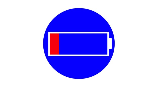 색 배경에 고립 된 배터리 낮은 아이콘