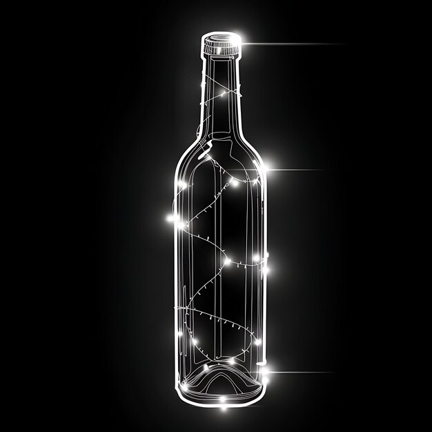 Foto battery powered led wine bottle lights met cool white color collage y2k shape clipart design