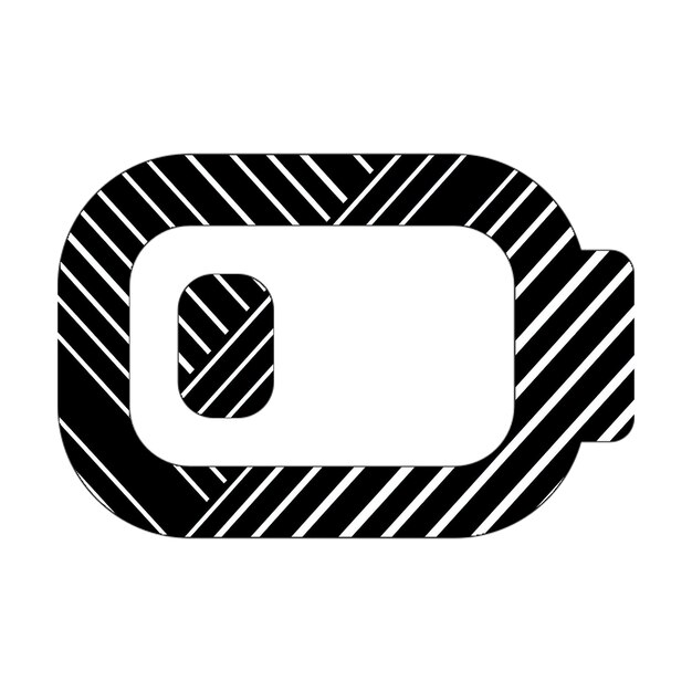 Photo battery quarter icon black white diagonal lines