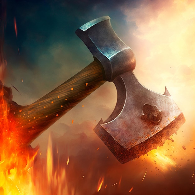 Photo battle axe on fire