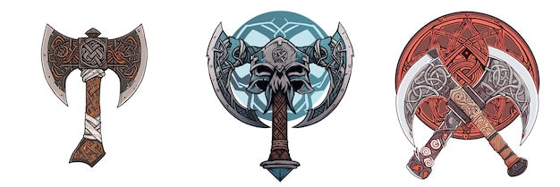 Логотип боевой топора викингов 2D