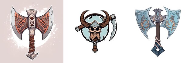 Photo battle axe viking logo 2d